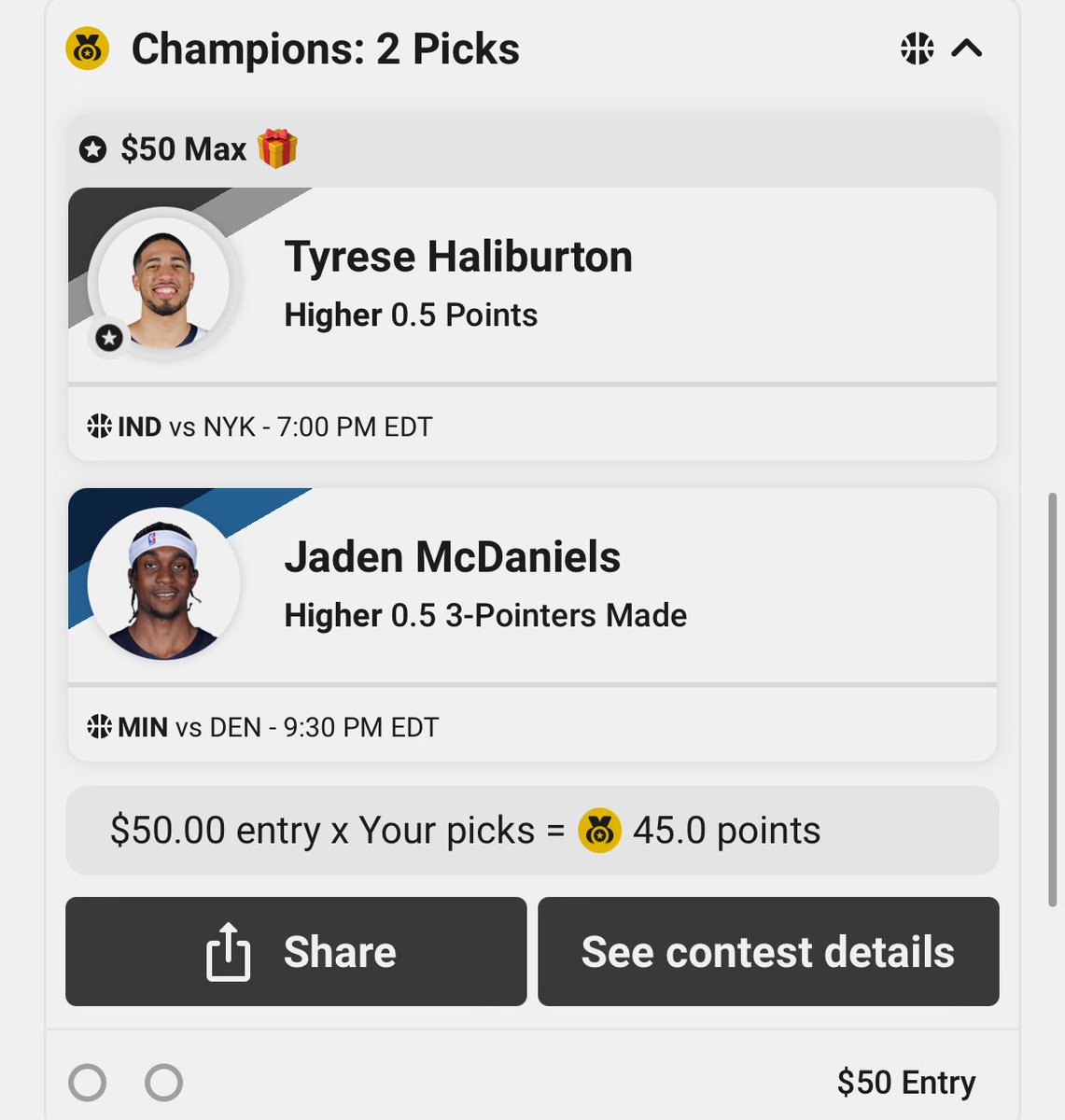 For my Florida only guys as well, here’s my Hali .5 special. If you’re in Florida get in on the Champions mode celebration specials: Use code ZIRK and get up to $250 in bonus cash and a .5 special! play.underdogfantasy.com/p-zirksee