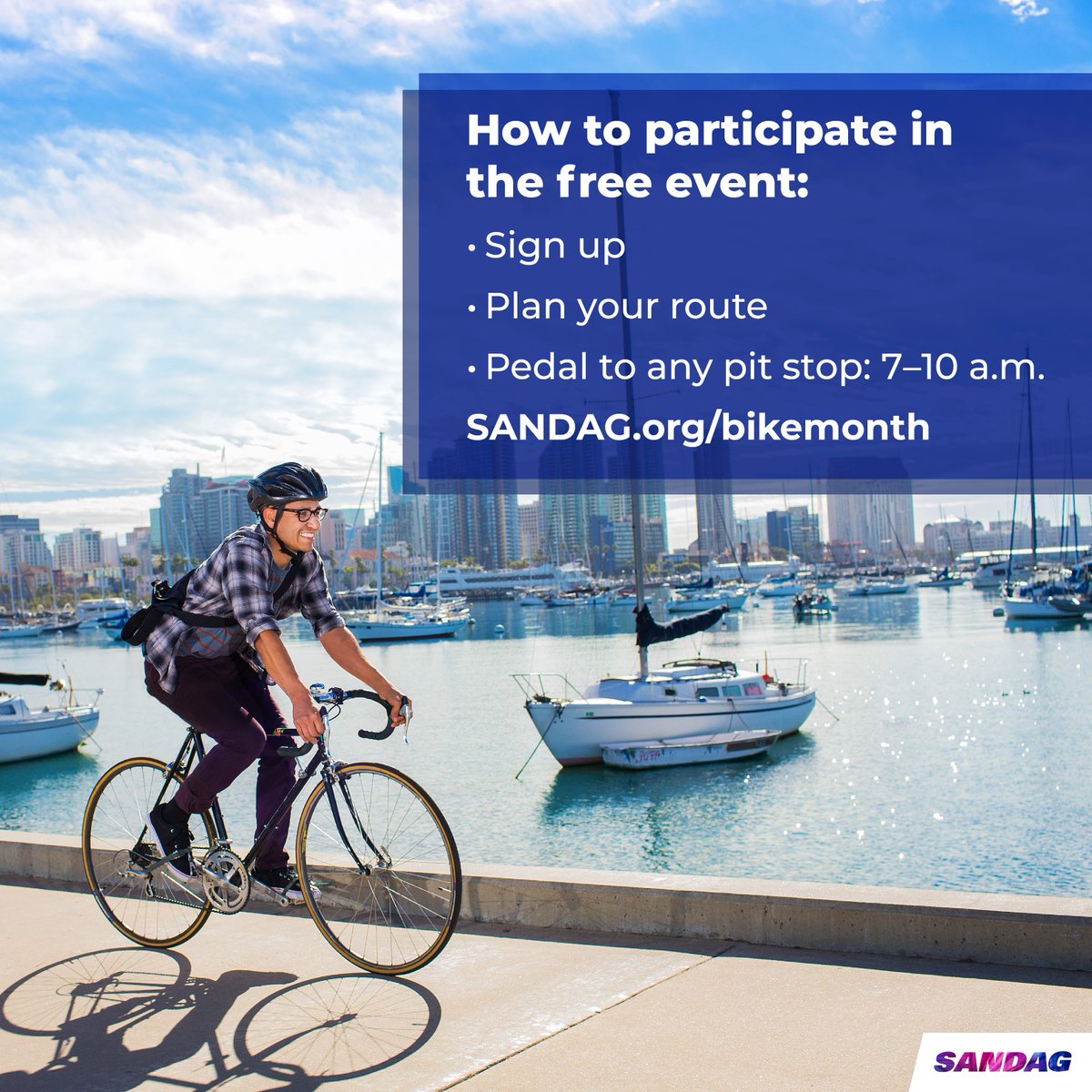Gear up for Bike Anywhere Day on Thursday, May 16 with a few biking reminders! 🚴💨💨💨 Sign up and learn more at SANDAG.org/bikemonth. #BikeAnywhereSD #SANDAG