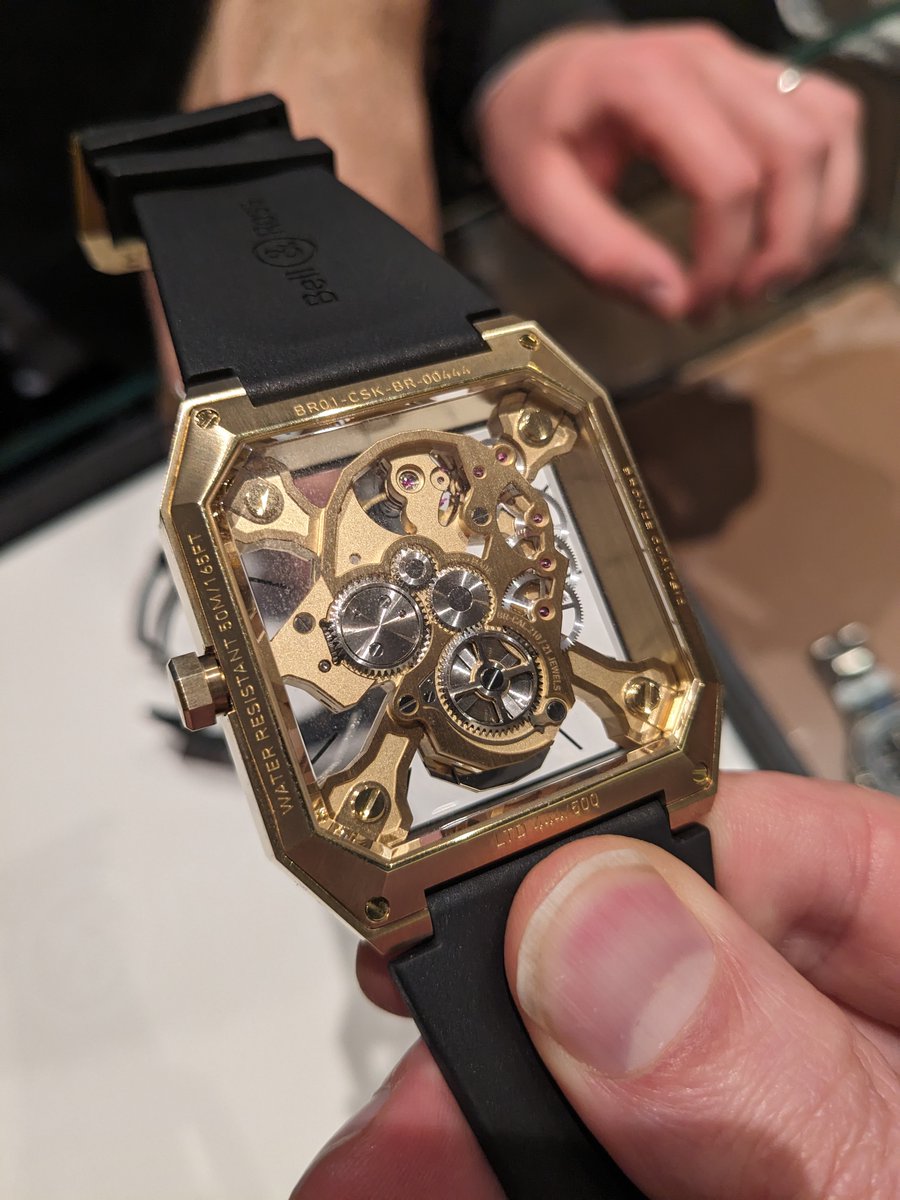 It's caseback Friday so here's something crazy from our event at Bell and Ross earlier in the week. This is the Cyber, in polished bronze, with a skull-shaped movement bridge!