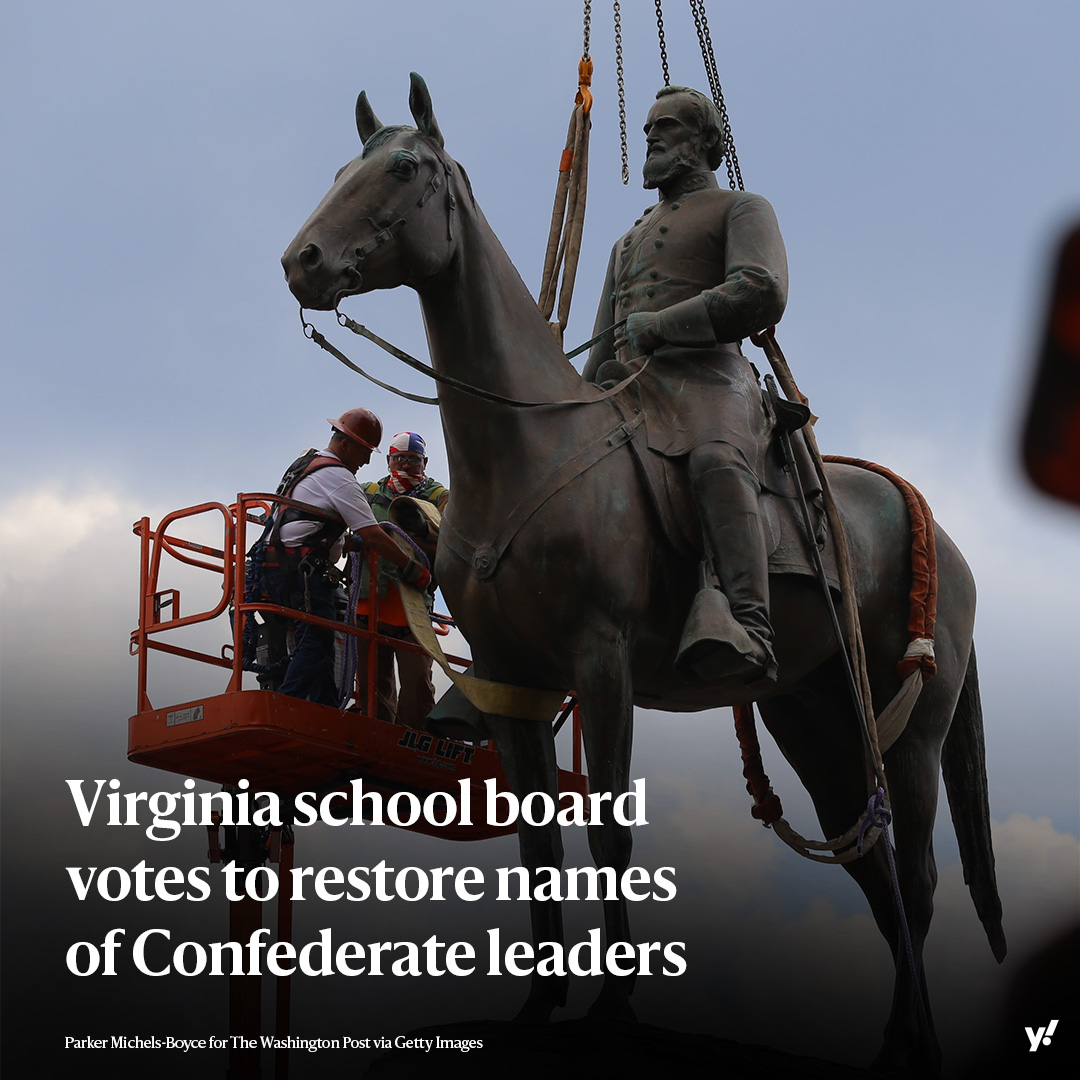 The Shenandoah County school board voted early Friday to reinstate the names of Confederate military leaders to two public schools. The vote comes as conservative groups across the U.S. push back against efforts to reckon with race in educational settings. yhoo.it/3WyMBTu