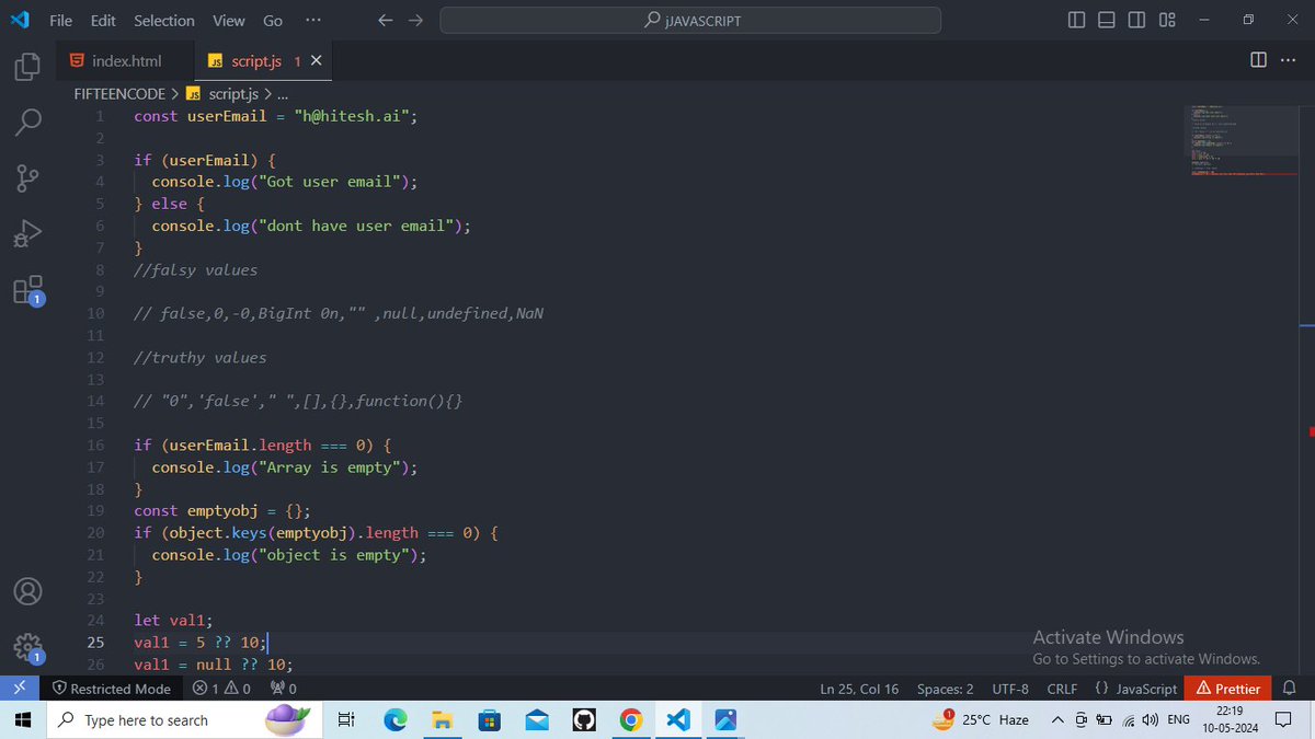 Day 16-18 of #100dayofcode
Learned control flow in #javascript