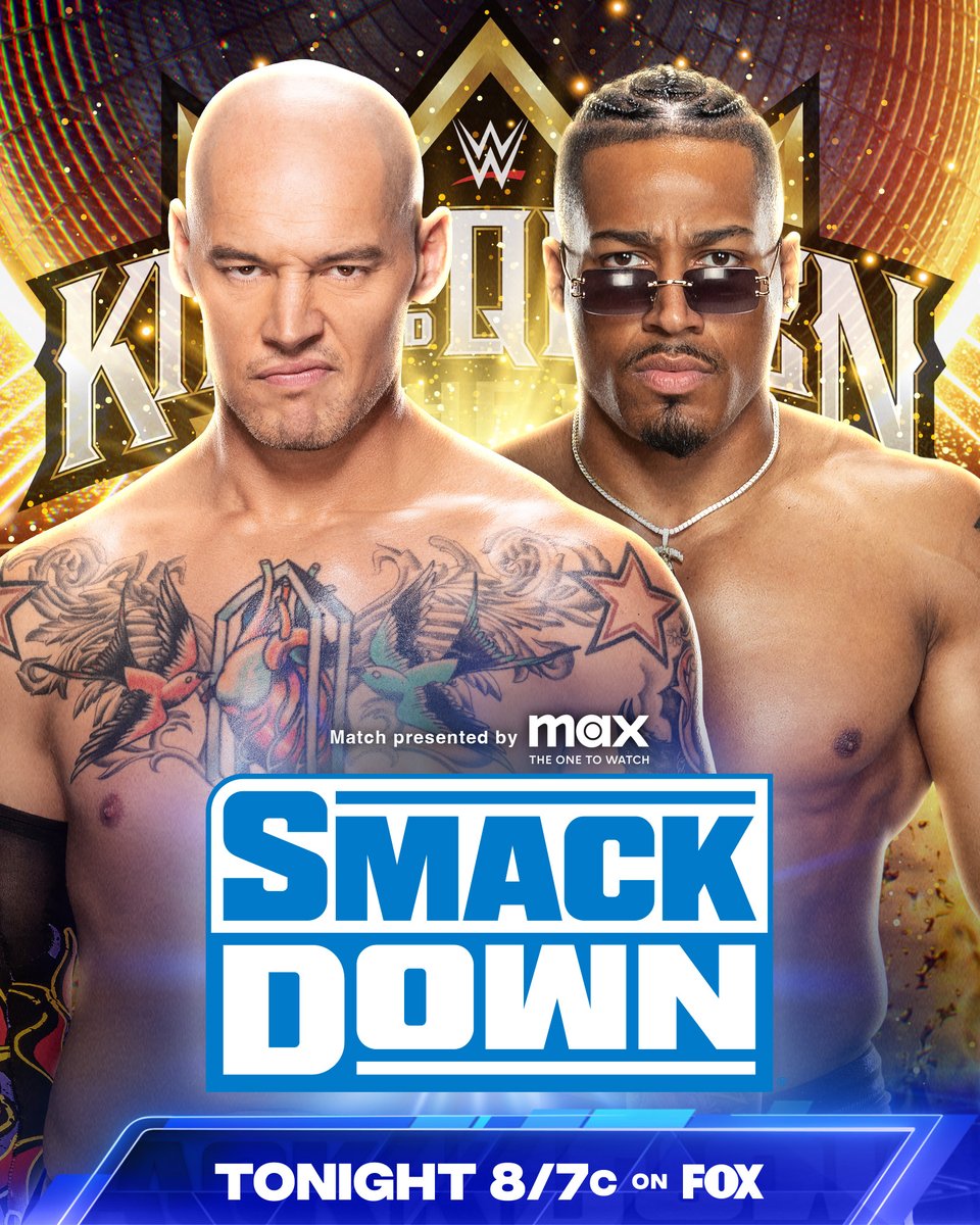 TONIGHT on #SmackDown: @BaronCorbinWWE takes on @Carmelo_WWE in ROUND 1 of the #WWEKingAndQueen Tournament presented by @streamonmax. #TheIronClaw #MaxGetsMovies 📺 8/7c on @FOXTV