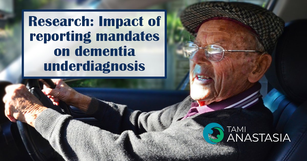Harvard and USC researchers studied (bit.ly/4aWJhpL ) whether mandates to report those with dementia to state Department of Motor Vehicles are associated with underdiagnosing dementia. tamianastasia.com #DementiaResearch #Alzheimers