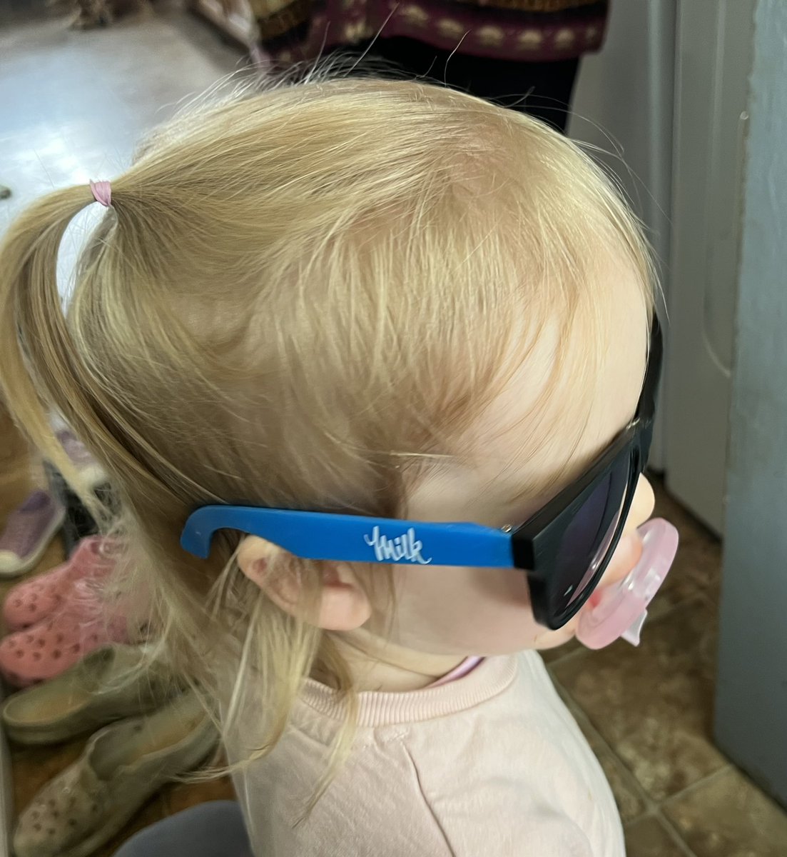 Rockin the retro milk shades today. Making sure everyone is working before she takes a nap. 
<a href="/OntarioDairy/">Ontario Dairy</a>