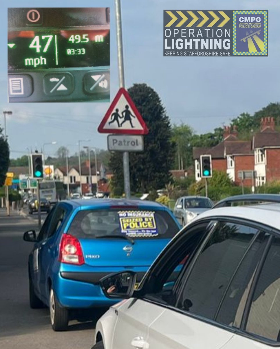 4️⃣7️⃣mph in a 30mph zone is shocking! Especially when you don't hold a valid licence or insurance. Speed enforcement in the #stone area of @NPTStafford @StaffsPolice 2️⃣ other 🚗's have also been reported for travelling at more than 50% the limit❗️ C-Unit Doxey #OpLightning
