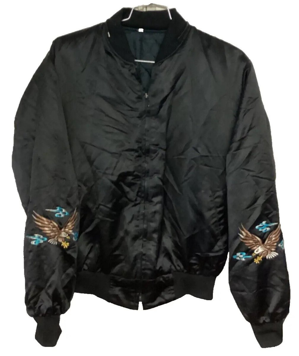 Vintage King Cove satin jacket, with a knockoff sukajan vibe. Via eBay, not my listing (ebay.com/itm/2261026436…). #alaskahistory #alaska #kingcove