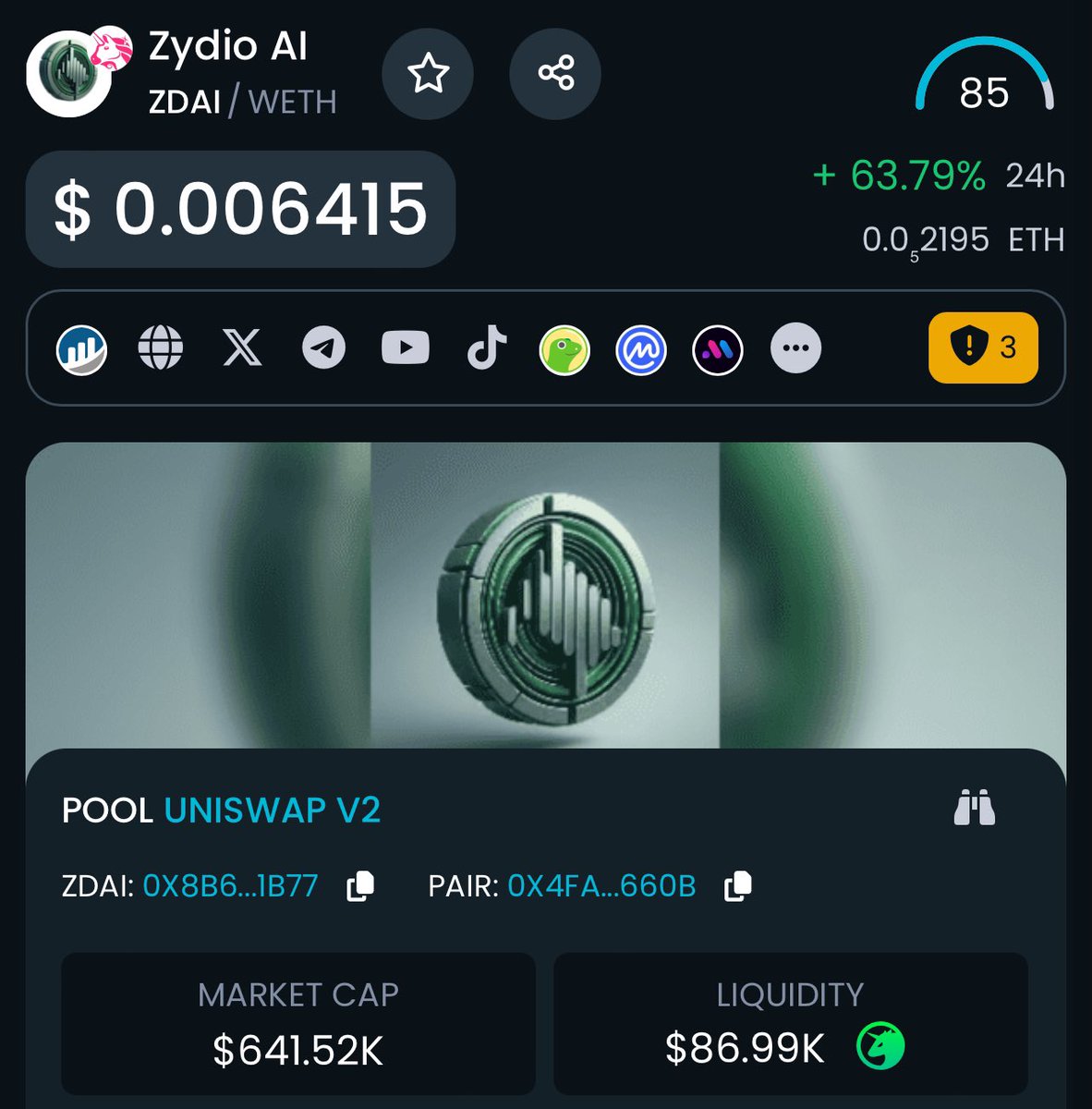 $ZDAI went from $143k cap 🧢 to $1M 🧢 in a matter of days ✅ Going through a correction right now as $1M cap is a psychological target where many sets to take profits at that early Still holding all my coins and won’t sell a single one 🤝 . Send it to $10M ✍️