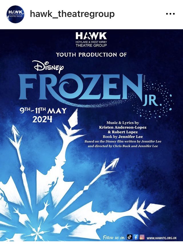 Looking forward to watching some of our wonderful students, who are performing in #FrozenJnr ⛄️ tonight at The Gladstone Theatre 🎭 Good Luck Everyone! ❄️