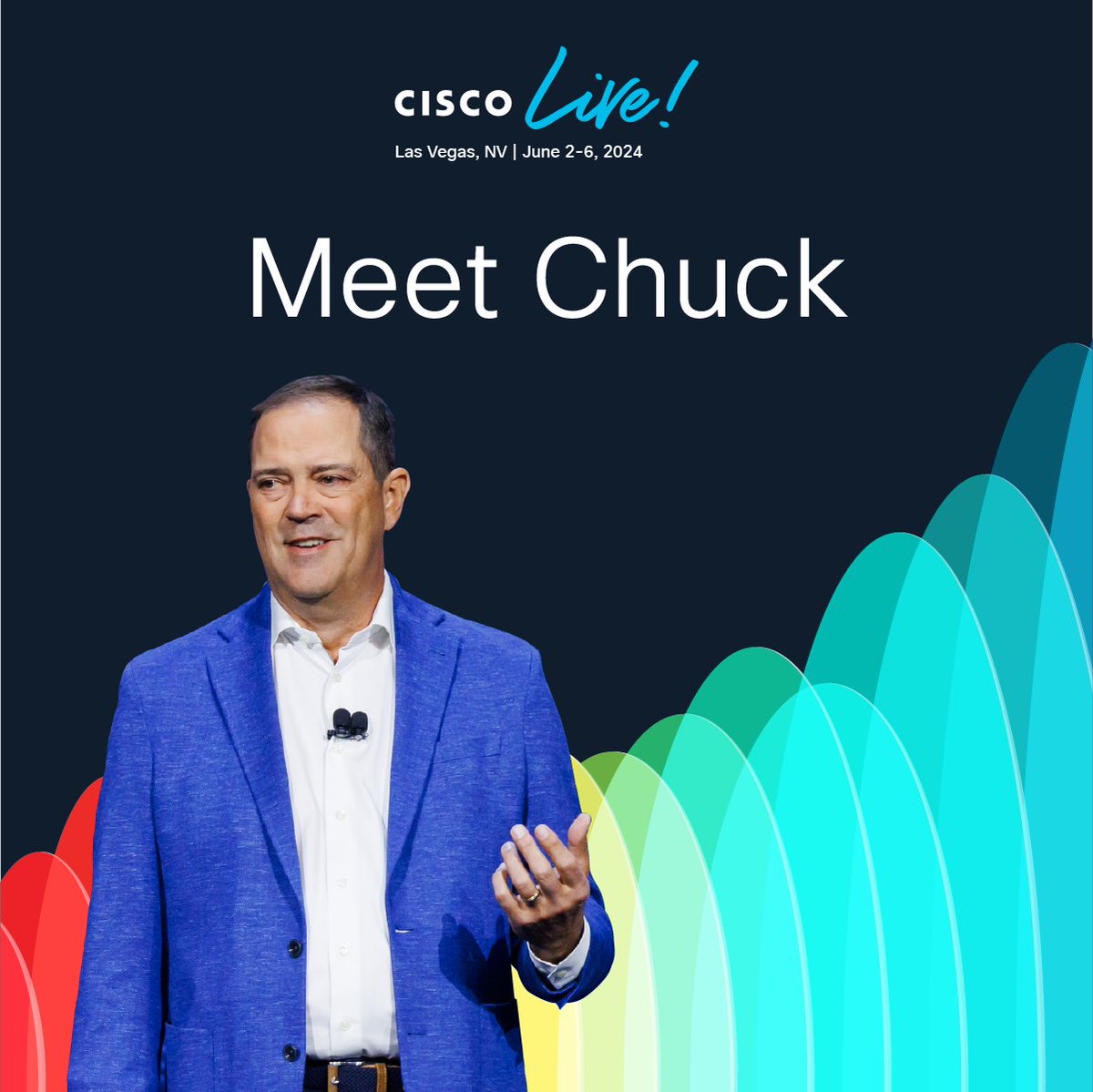 Stop. Enter for a chance to win. Strike a pose! 🕺📸 This year at #CiscoLive, you could have the opportunity to meet and take a photo with @ChuckRobbins. Get the terms and conditions here: cs.co/6012jsALm