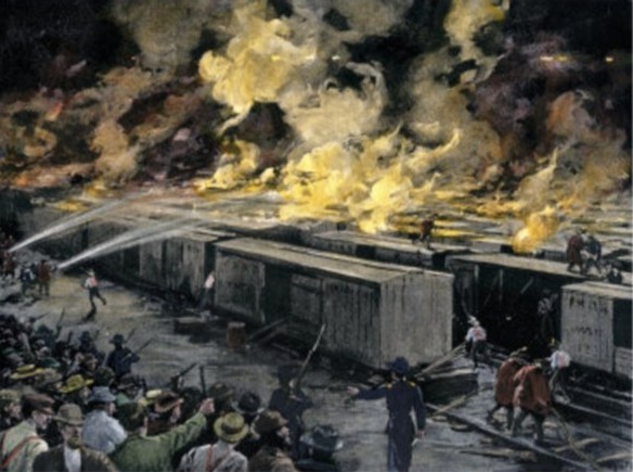 The Pullman Strike began May 11, 1894 as a strike at the Pullman Company railway car factory in Chicago, but grew, under the leadership of Eugene Debs, then President of the American Railway Union, into a nationwide railroad strike before it was broken by the U.S. Army. #OTD