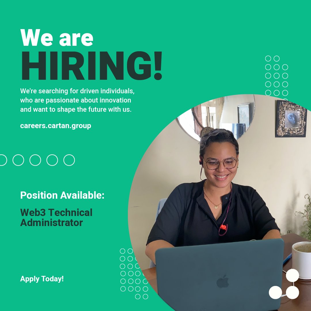 We're hiring a Web3 Technical Administrator! 🚀 Utilise your expertise in full stack development and Web3 infrastructure to lead client projects. From moderating proposals to code reviews, you'll drive Web3 innovation.

Apply here: bit.ly/3wxKTar

#Web3 #JobSearch