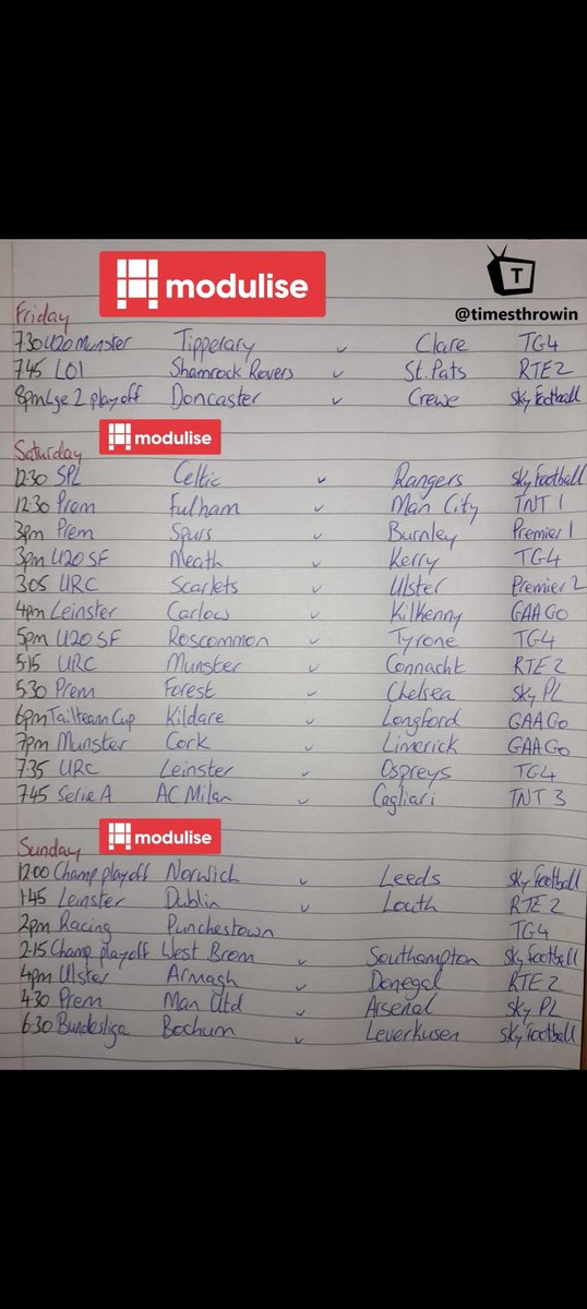 timesthrowin's tweet image. Just like that she’s the weekend again and by God are we in for a scorcher! ☀ Fair bit of effort put into this cracker of a weekend we have ahead so sit back relax and enjoy! ❤💃

Thanks again to our sponsor - Modulise!

modulise.com

linkedin.com/company/moduli…