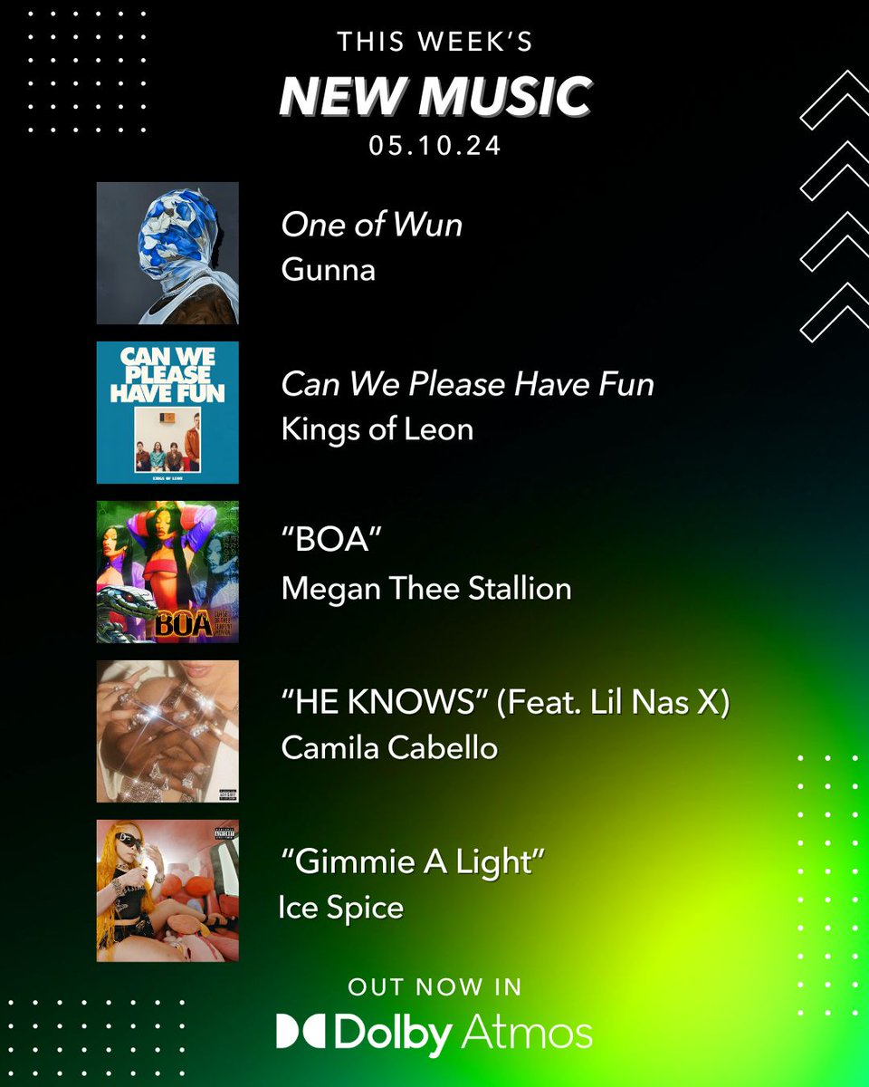 Another week, another #NewMusicFriday 🎶 Check out the latest releases in #DolbyAtmos. What are you listening to first?