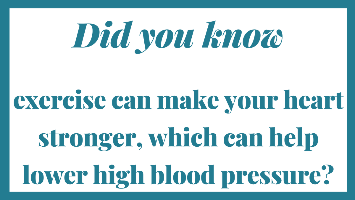 #Exercise can help to lower your #bloodpressure by making your #heart stronger. A stronger heart can pump more blood w/ less effort, causing the force on arteries to decrease.

#hearthealth #hearthealthy #hearthealthawareness #hearthealthyliving #cardiovascularhealth #factfriday