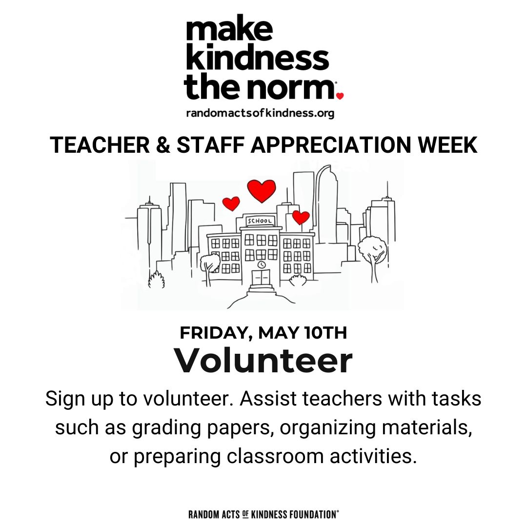 Today is the final day of Teacher & Staff Appreciation Week, but the gratitude doesn't end here! 🍎 Sign up to volunteer and extend your support to the educators in your life. Assist teachers with tasks. #TeacherAppreciationWeek