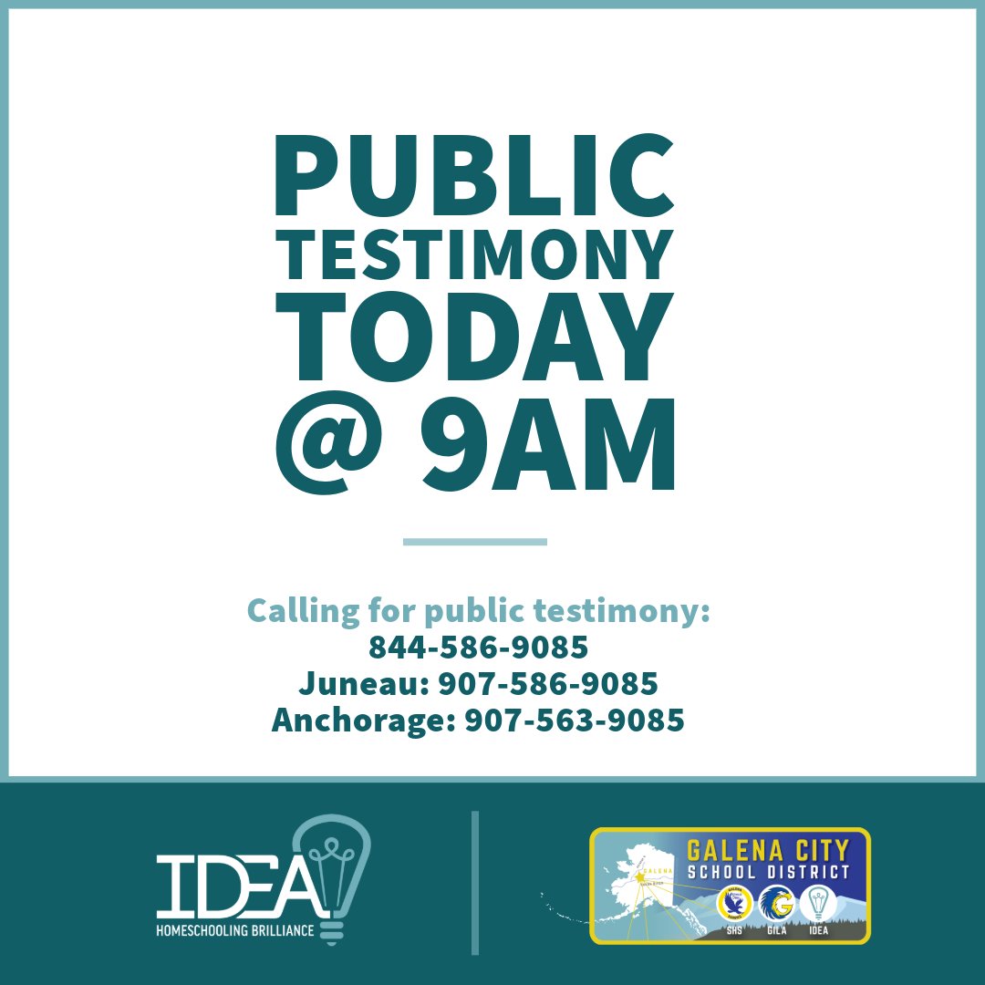 The House Finance hearing on CS HB 400 has been scheduled to 9am this morning!  Please consider calling in if you can!

Read more in 5/10 update from IDEA Director O'Dell: mailchi.mp/galenanet/akle…

&amp; 

Superintendent Dr. Johnson's Letter of Support 5/10/24:
mcusercontent.com/21029eedbabab7…