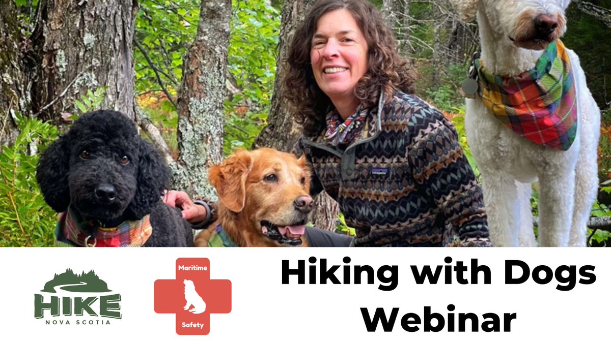 Hiking With Dogs Webinar, June 10, 2024, $20 (free for @HikeNS paid members) supported by Maritime Dog First Aid and Hiking Safety @NS_CCTH #HikeNS #Trails #MaritimeDogFirstAidandHikingSafety #NovaScotia #Dogs hikenovascotia.ca/courses-hiking…
