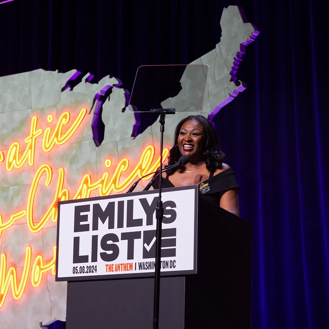 “Be encouraged. There are too many women looking to us to stand up for them…to fight alongside them… to ensure that our daughters and granddaughters can exist in a fairer, more just world.” EMILYs List Rising Star @SarahAnthony517