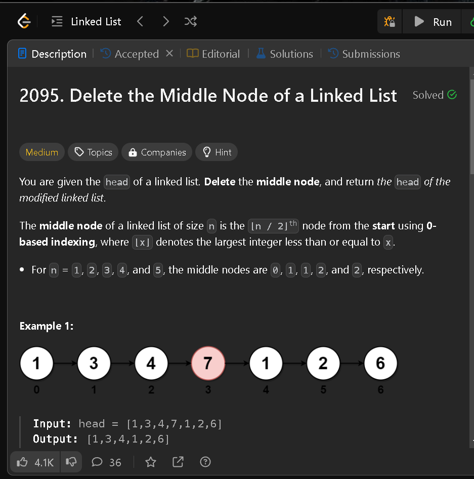 b_p_jithin's tweet image. Daily DSA🔆
-LeetCode POTD: Kth smallest prime fraction
-Delete the middle node of a LinkedList

@Leetcode #100DaysOfCode #LearnInPublic #leetcodechallenge
