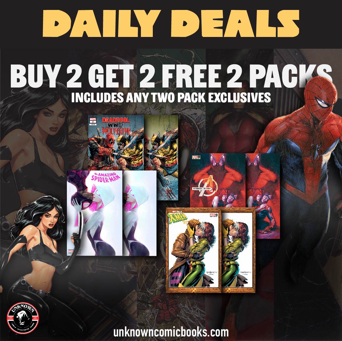 Stock Up on Exclusives: Buy 2 Get 2 FREE!
** Buy 2 Unknown Comics Exclusive 2-packs & get 2 MORE FREE!** Hundreds of titles to choose from! Limited time offer, don't miss out! UnknownComicBooks.com #BOGO #ExclusiveComics #Comics #DealOfTheDay
