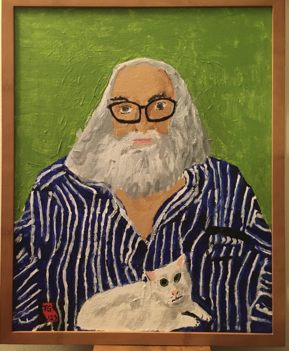 A painting by Thom Gambino (acrylic on canvas, 20” X 16”) 2023. MARTY DUNAYER & ISAAC. Marty has been a great friend and mutual music collaborator for over 44 years. (click on pic) thomgambino.com