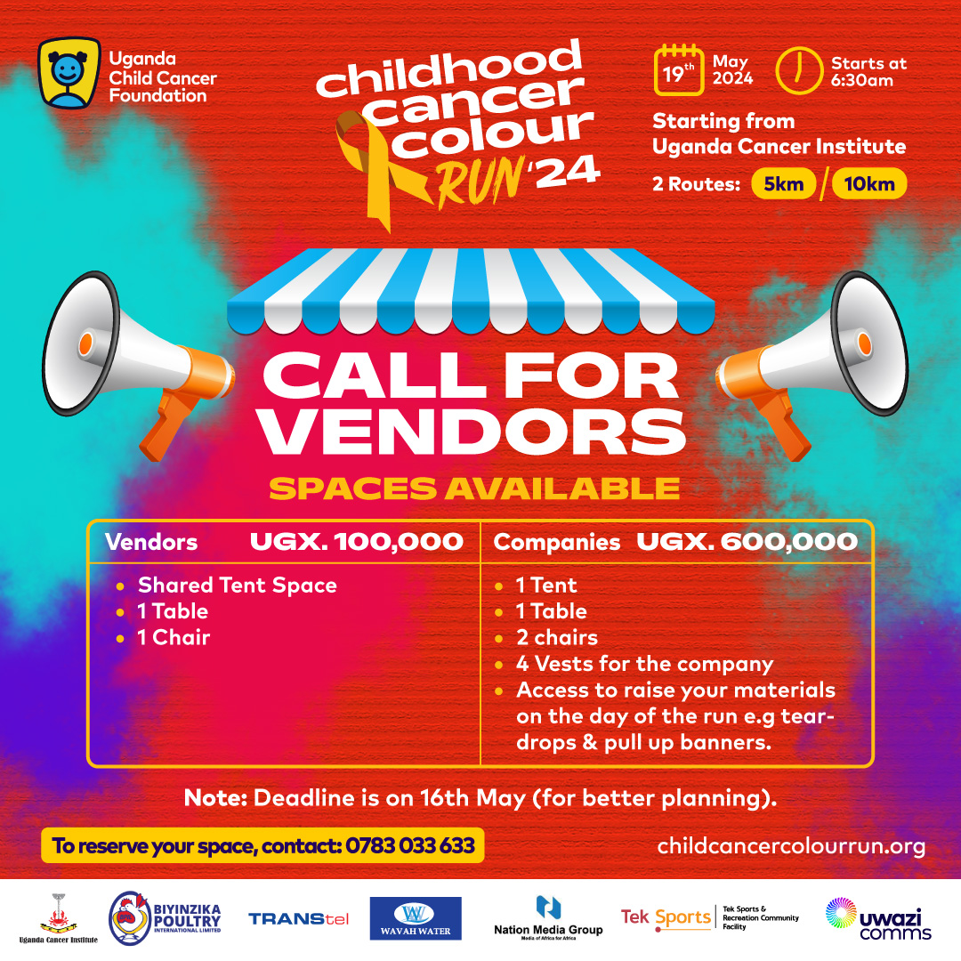 Are you a Vendor and would like to ensure our runners are healthy after those kilometers of running/walking? or Are you a company that wishes to display on the day? Reach out today and book your slot!! #ChildhoodCancerColourRun