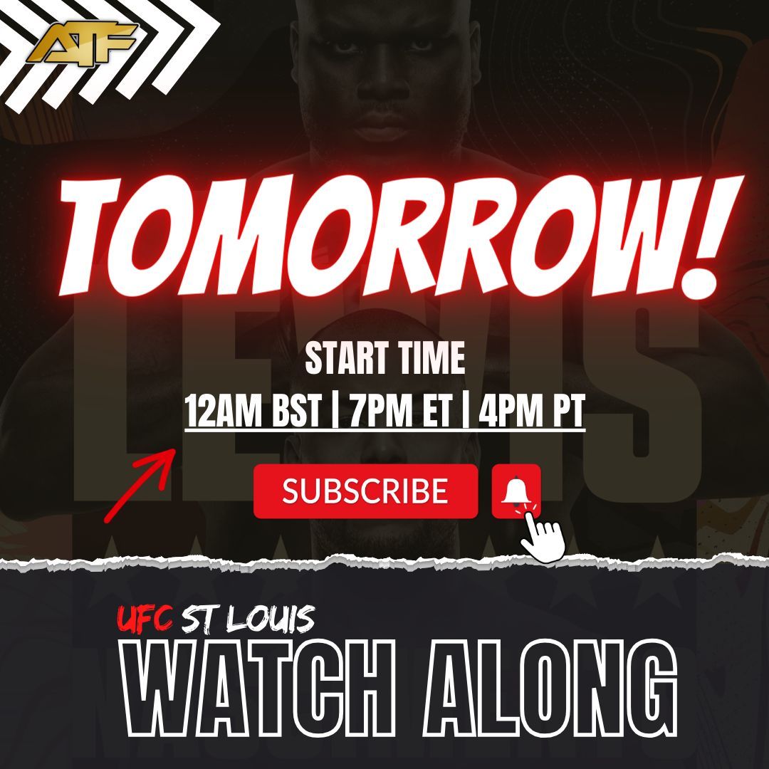 🚨TOMORROW!🚨 Don't sleep on this banging card! 🫵 Join us LIVE at: 12AM BST 7PM ET | 4PM PT & get involved with the community 🙌 Click 'Notify Me' on the video 🔔📺: buff.ly/3ylSdpY #UFCStLouis #UFC #MMA