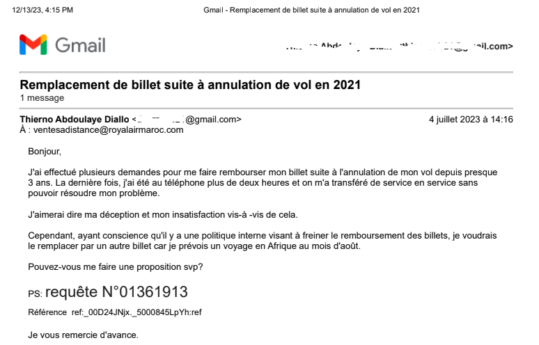 IT_eoa's tweet photo. Royal Air Maroc a annulé mon vol en 2021 à cause du COVID-19. Après avoir formulé une demande de remboursement auprès de la compagnie, j'attends toujours, trois ans plus tard ! Plus de 15 appels, des promesses non tenues. Fini pour moi avec cette compagnie. @royalairmaroc #Voyage https://t.co/oKI4ozG0E4