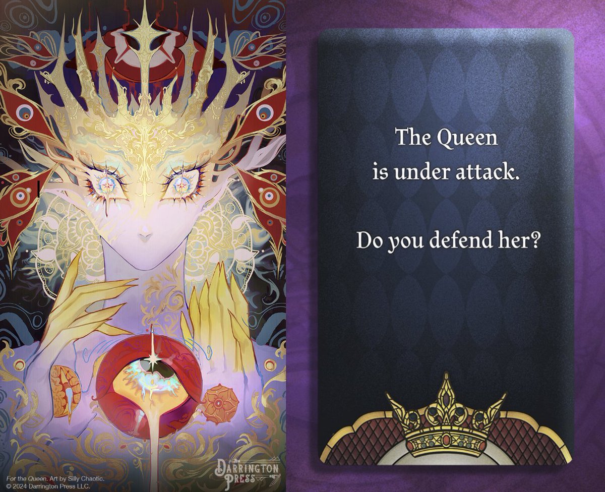 On our Discord, Dream Queen is also in peril! Do you defend her? discord.com/invite/xFt8bRu… While our game is at an end, the @roll20app version is starting soon! Check out For the Queen on Roll20, launching the same day as it goes live in stores, May 14! ➡️x.com/roll20app/stat…