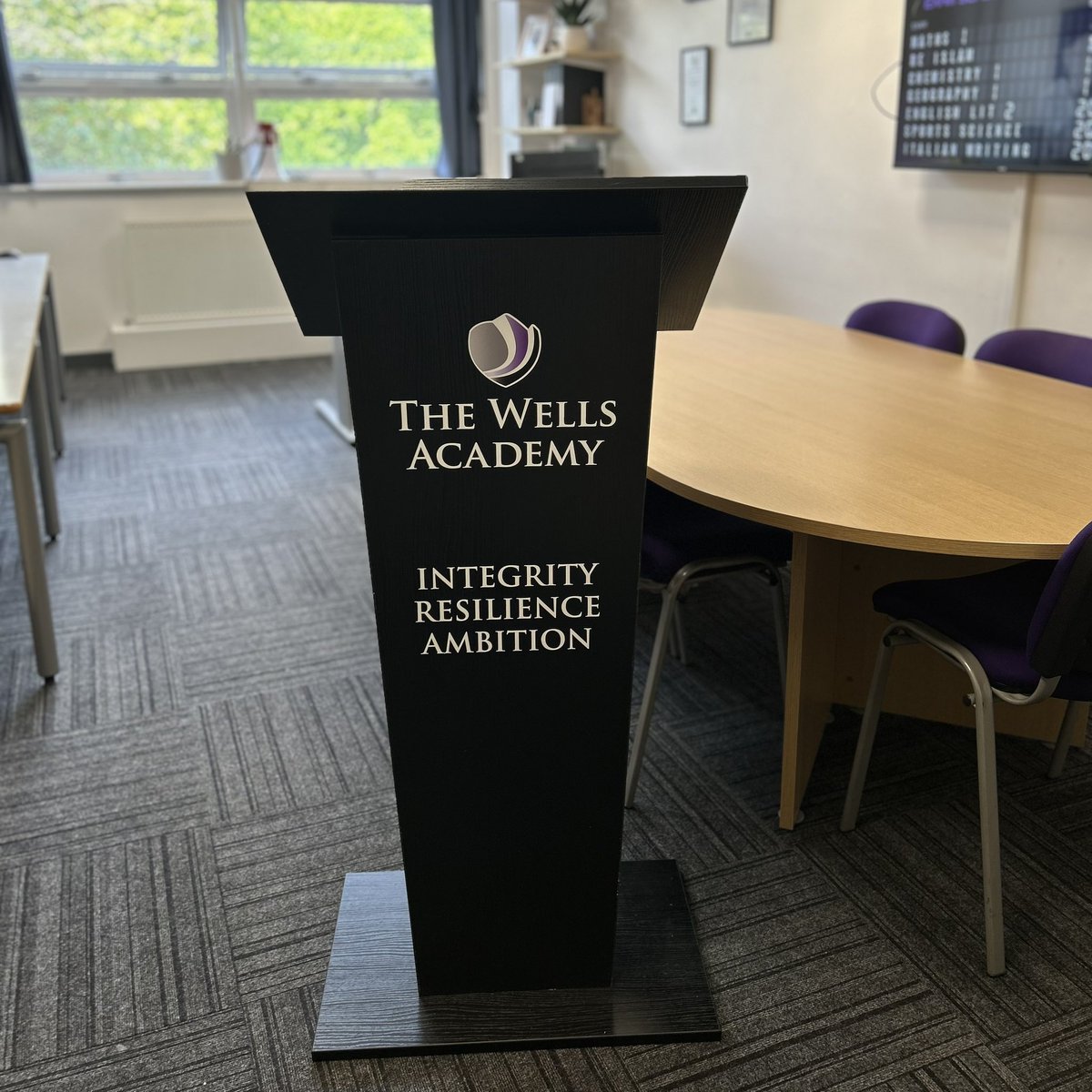 Be still my beating heart! Absolutely love our new @TheWellsAcademy lectern that was delivered this week! Can’t wait to lead an assembly with this!
