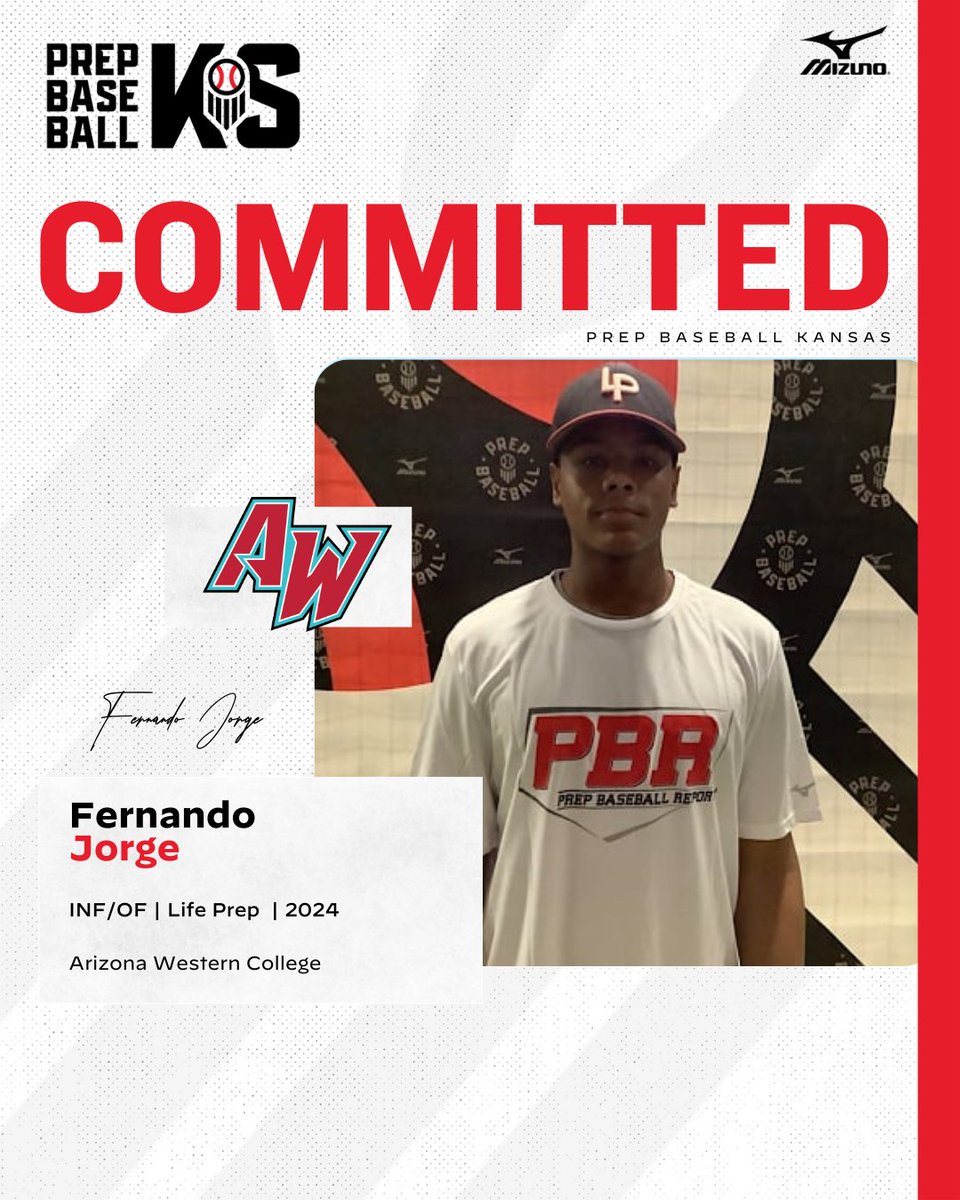 Prep Baseball Kansas (@prepbaseballks) on Twitter photo INF/OF Fernando Jorge (Life Prep, 2024) commits to Arizona Western College
<a href="/LifePrepbasebal/">Life Prep Baseball</a>
<a href="/awcbaseball/">AZ Western Baseball</a>
👤: loom.ly/oekXoF0 INF/OF Fernando Jorge (Life Prep, 2024) commits to Arizona Western College
<a href="/LifePrepbasebal/">Life Prep Baseball</a>
<a href="/awcbaseball/">AZ Western Baseball</a>
👤: loom.ly/oekXoF0