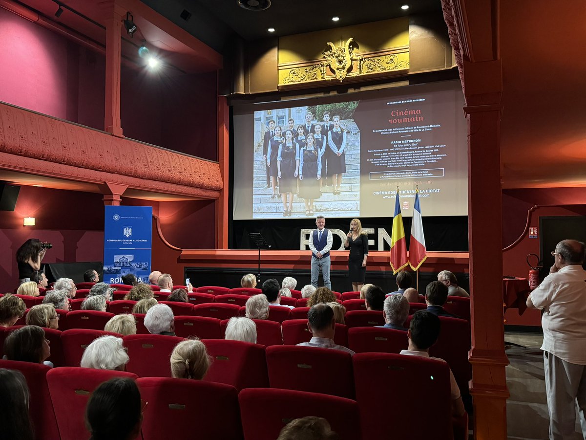 🇫🇷🇷🇴Dans le cadre des Journées de la Francophonie et de la promotion du cinéma roumain, projection à @EDEN_LACIOTAT , du film RADIO METRONOM, en présence de @grosu_aurelia Consule Générale de Roumanie à Marseille