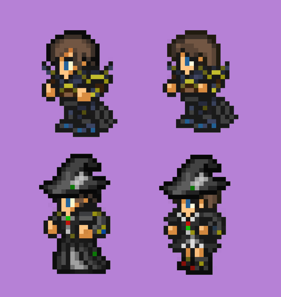 Welp, I'm not noticing a change in my reach. But that's alright -will keep grinding slowly but surely! 

Like by sharing these classic FF sprites I'm doing for a cool patron recently ^^ male and female WoLs in DRG and BLM SB AF sets! Phew that's alotta acronyms. #pixelart #FFXIV