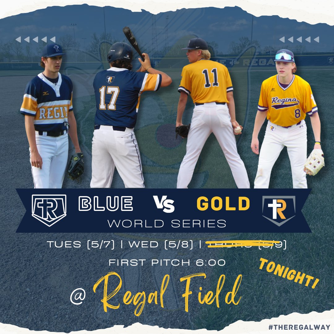 ReginaBaseball's tweet image. Due to field conditions last night, Game 3 has been moved to tonight! ⚾️🧃#Intersquad #EarnIt #BoysOfSummer #TheRegalWay