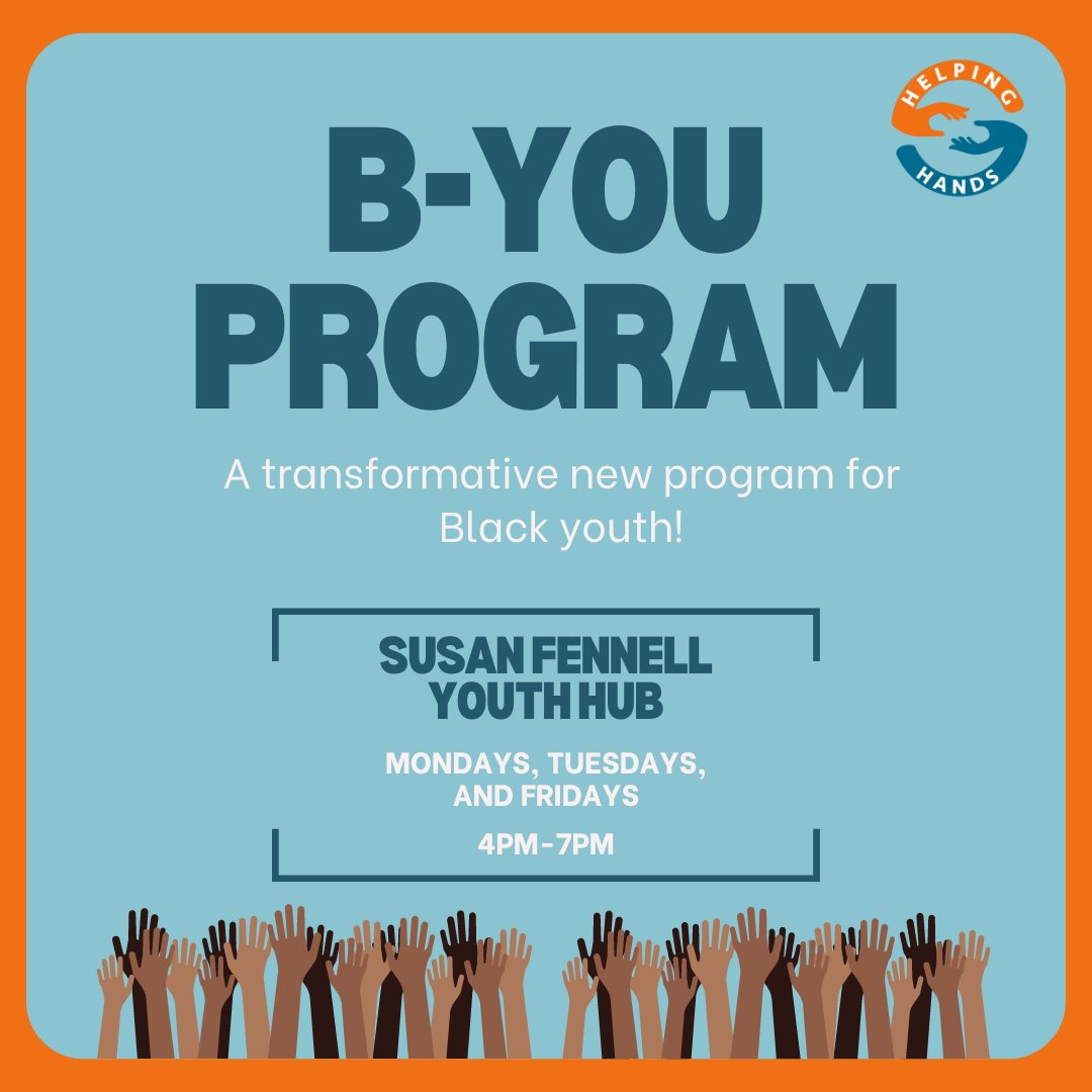 Helping Hands is thrilled to announce the launch of our groundbreaking B-You Program—a transformative initiative dedicated to empowering Black youth.  This program is designed to provide comprehensive support in key areas of their lives! Join us on Monday May 13th!