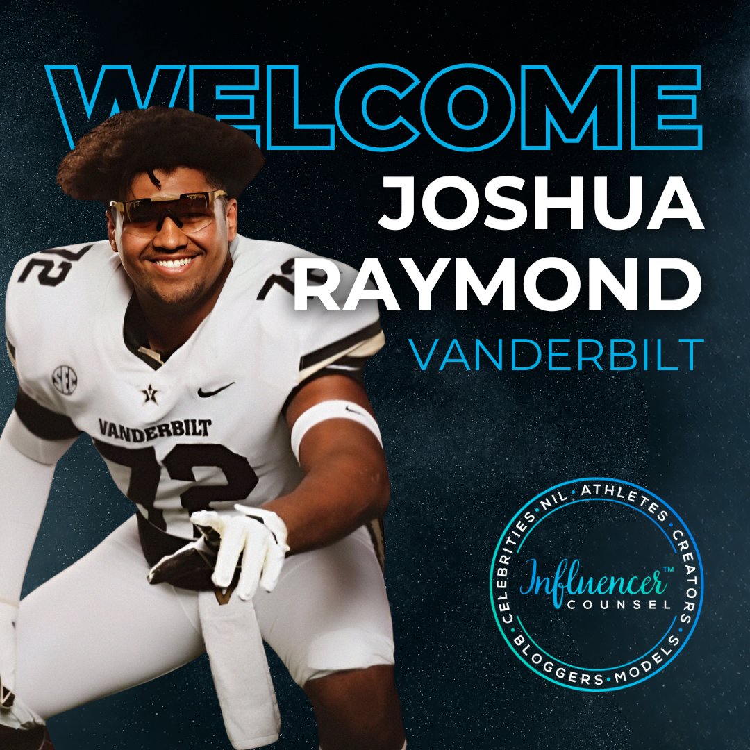 We would like to welcome, Joshua Raymond of Vanderbilt University to the team. We are excited to work with and guide him through his career.

#TeamCounsel #InfluencerCounsel #NIL #NILBrandin