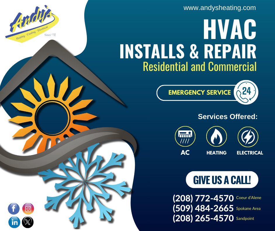 AndysHeating's tweet photo. Transforming houses into homes, one comfortable space at a time. Reach out today!

📞 Contact Us Today!

.
.
.
#AndysHVAC #HVACMaintenance #DaltonGardens #Spokanehvac #Idahohvac #HeatingCooling #hvaclife #airconditioning #hvactechnician #hvacservice #hvactech https://t.co/nShDxhUmPH