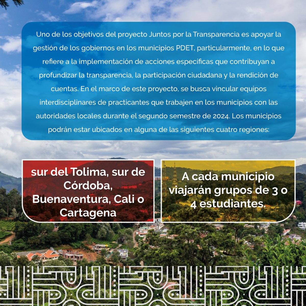 ¡Únete a la tercera edición de Práctica País! 🌎📚 Donde podrás contribuir de manera colaborativa a la solución de problemas públicos en comunidades y municipios de Colombia.

Conoce más e inscríbete aquí: bit.ly/PPaEgob