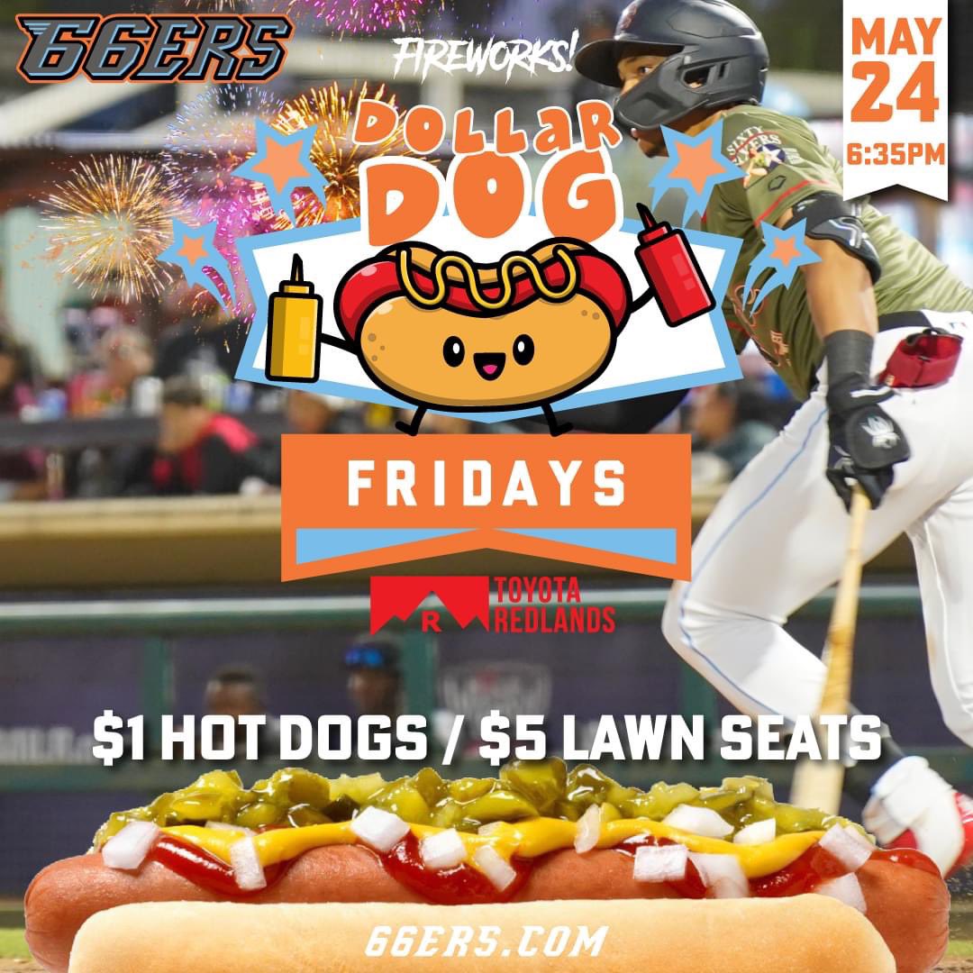 Join us Friday May 24th, for an explosive evening of baseball and fun at San Manuel Stadium! Enjoy fireworks, $1 hotdogs, and $5 seats as we celebrate Armed Forces Weekend. Don't miss out on this fantastic night! 🌭🎆 Grab your tickets now! bit.ly/3UUATRU