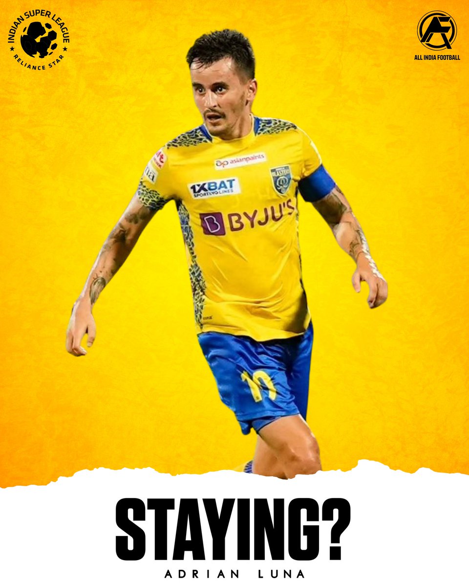As per reports, Adrian Luna is expected to continue with the club 💛😁

Follow @AllIndiaFtbl for more!

#KeralaBlasters #yennumyellow #IndianFootball #allindiafootball #AIF #KBFC