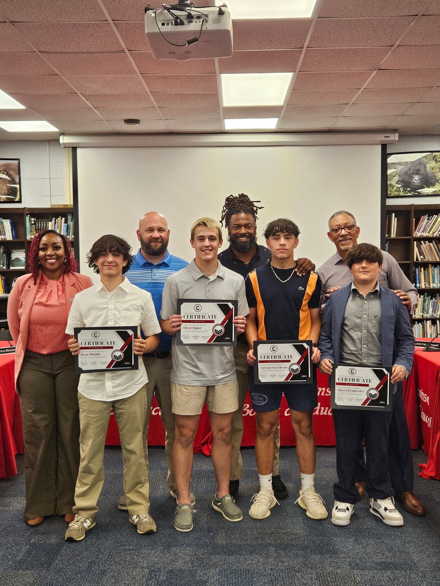 At this week's BOE meeting, we recognized some of the students who participated in and completed the inaugural year of our middle school's Boys Club. Congratulations to these young men and their mentors, Mr. Bill Sinn, Mr. William Welcher, and Mr. Jonathan Drummond. #PiratePride
