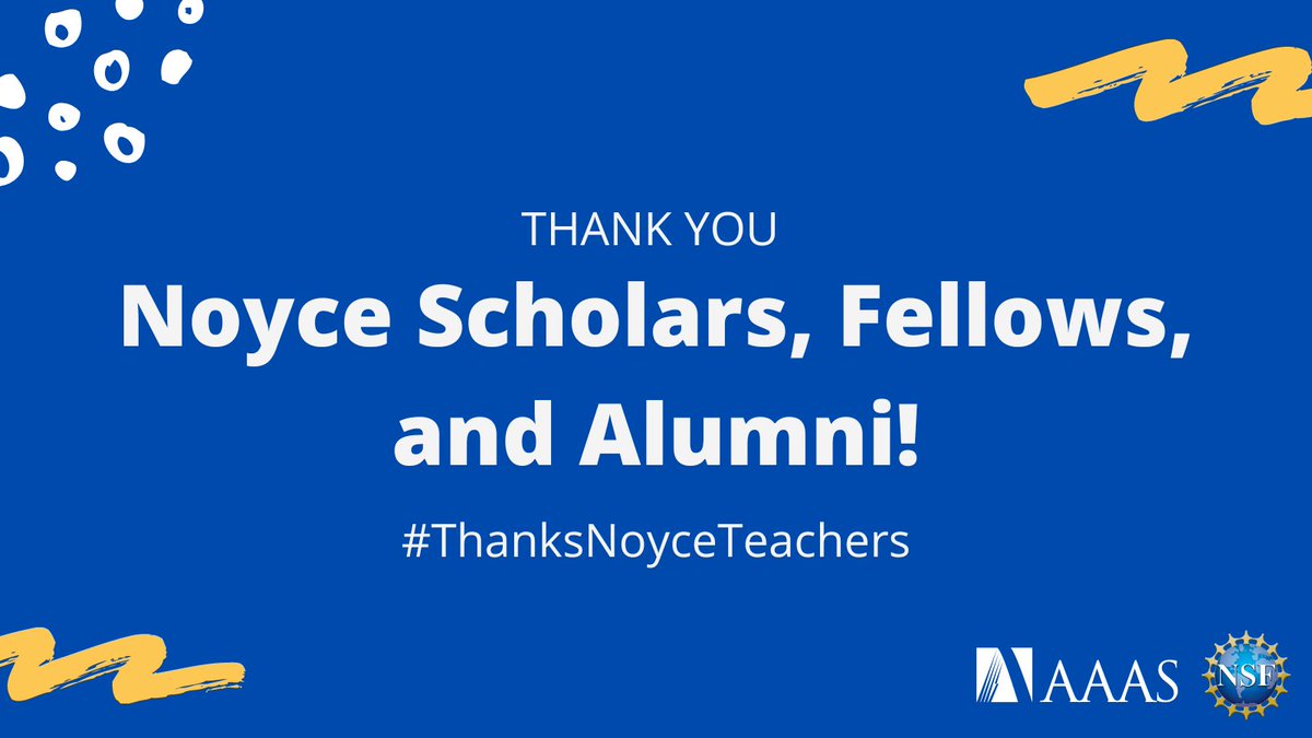To close out #TeacherAppreciationWeek, we want to give one last shout out to all of the phenomenal Noyce Scholars, Fellows, and Alumni out there. Thank you for your work and uplifting the mission of Noyce! #ThanksNoyceTeachers