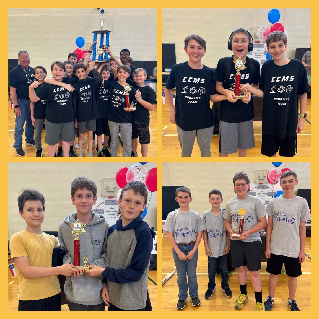 🚀 28 teams, 100+ students from our 9 middle schools, including CLC for the first time, competed in today's Middle School Robotics competition! Congrats to Elise MS for finishing 1st &amp; 2nd! 🎉 Special thanks to <a href="/nVent/">nVent</a> for helping us put on this great event. <a href="/MCSDigital/">Moore County Digital</a> #MCSProud