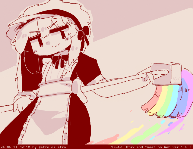 「メイドの日だったらしい2時じゃん!? #tegaki_dt 」|あふろだアフロのイラスト