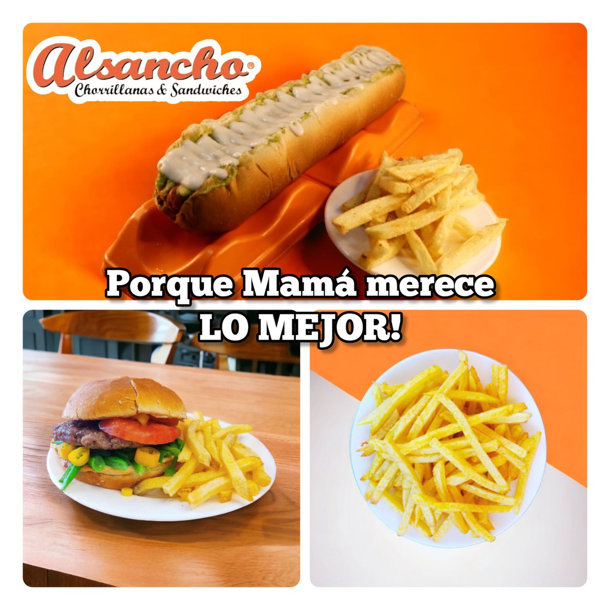 📣❤️Completos🌭, Hamburguesas🍔y Papas Fritas Reales 🍟! La mejor opción para regalonear y disfrutar con Mamá! 💓

📲 wa.me/56948901849
🌐alsancho.cl

 #completoitaliano #ciudadsatelite #hamburguesascaseras #restaurant #felizdiamama