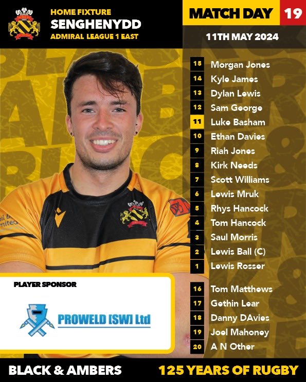 Your team to face Senghenydd in our last game of the season tomorrow. The game will be imediately followed by our world famous black book awards! Come and support the boys and enjoy a beer in the sunshine.🖤💛🖤💛