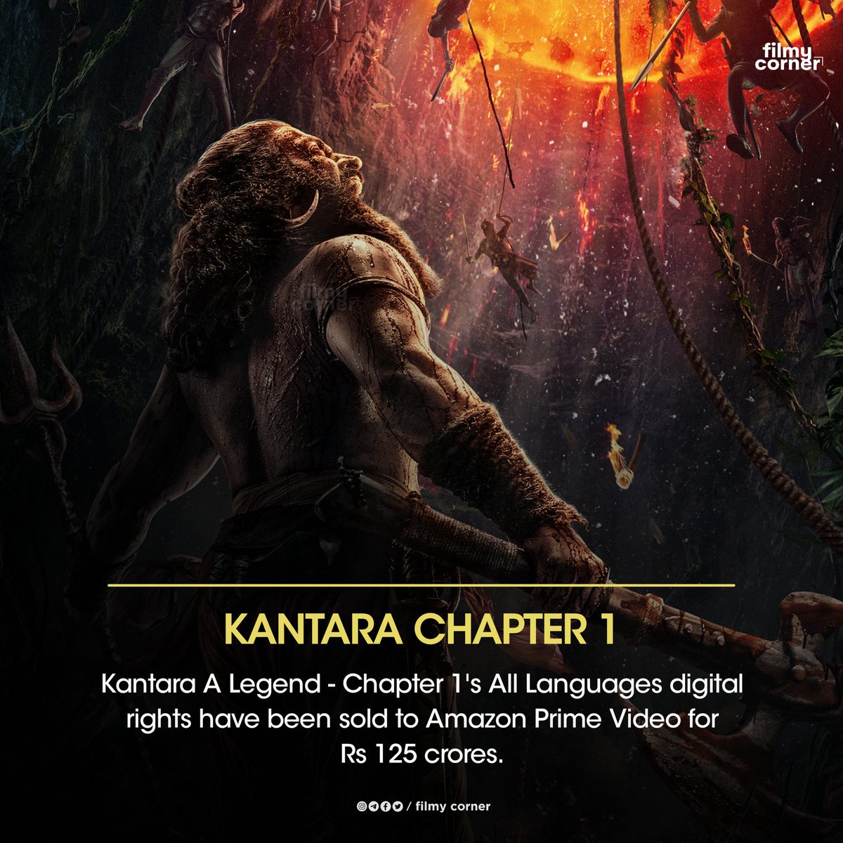 Kantara A Legend - Chapter 1's digital rights have been sold to Amazon Prime Video for Rs 125 crores. #Kantara #RishabShetty Source pinkvilla.com/entertainment/…