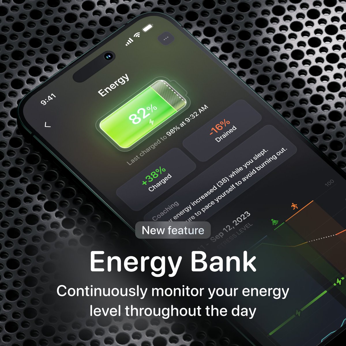 New update: Energy Bank ⚡ Energy Bank measures your cumulative energy level throughout the day. It combines Recovery, Sleep, Strain, and Stress into one metric. Check the link in bio for full release notes.
