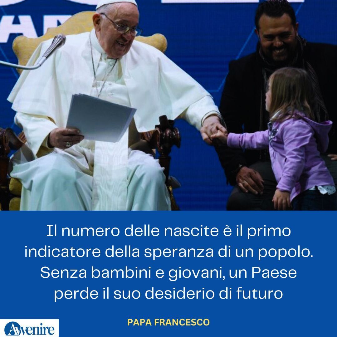 Avvenire_Nei's tweet image. #PapaFrancesco
Il numero delle nascite è il primo indicatore della speranza di un popolo. Senza bambini e giovani, un Paese perde il suo desiderio di futuro.
#natalità
👇
buff.ly/3JW27Bp