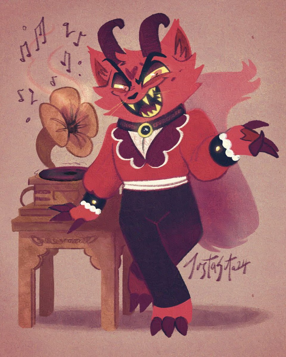 I'm still a #neopets kid and I'm cringe so I jumped on claiming a #hazbinhotel name for a pet - Cursed Cat Alastor boy!!! Testing out some new brushes. #hazbinalastor #hazbinhotelalastor #cursedcatalastor #wocky #neopetsart #neoart